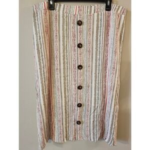 AB Studio LIned Pull-On Long Skirt Women's Size XL Earth‎ Tone Stripes